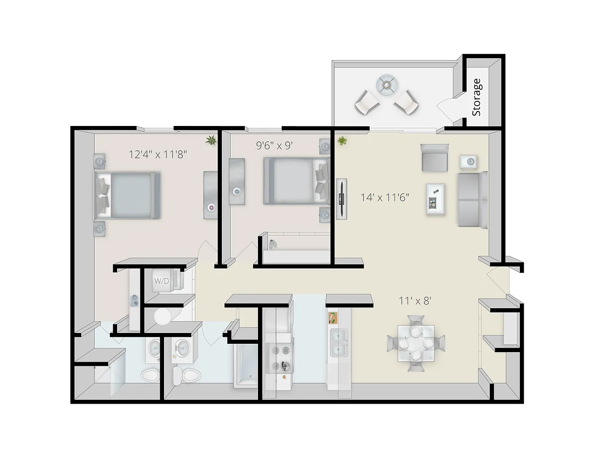 Floor plan 2 Bedroom 2 Bathroom