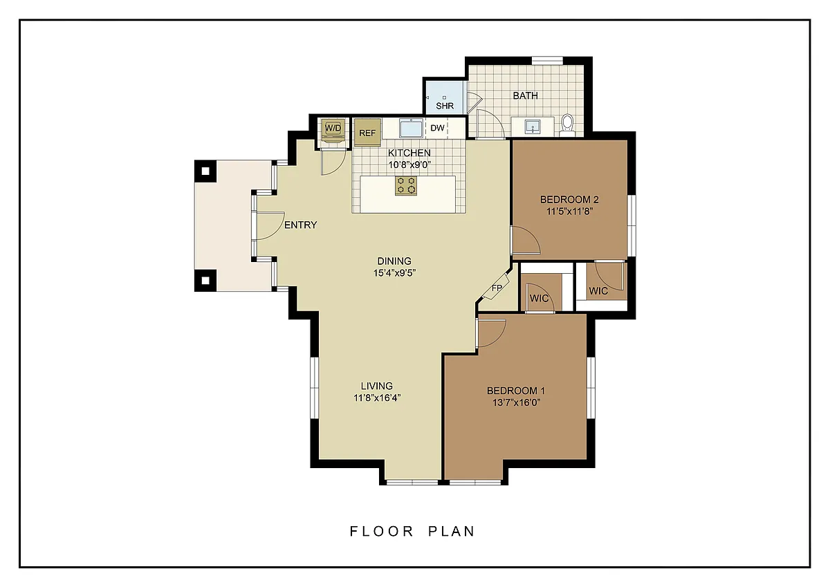 Floor plan Two Bedroom 4B2C