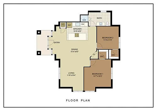 Floor plan Two Bedroom 4B2C