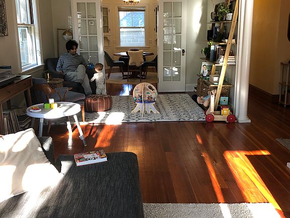 view of double parlor looking toward DR; hallway on the right
