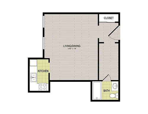 Floor plan Studio, 1 Bathroom