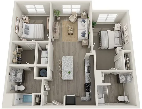 Floor plan 2 Bed 959 sf