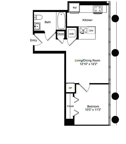 Floor plan One Bedroom E 7