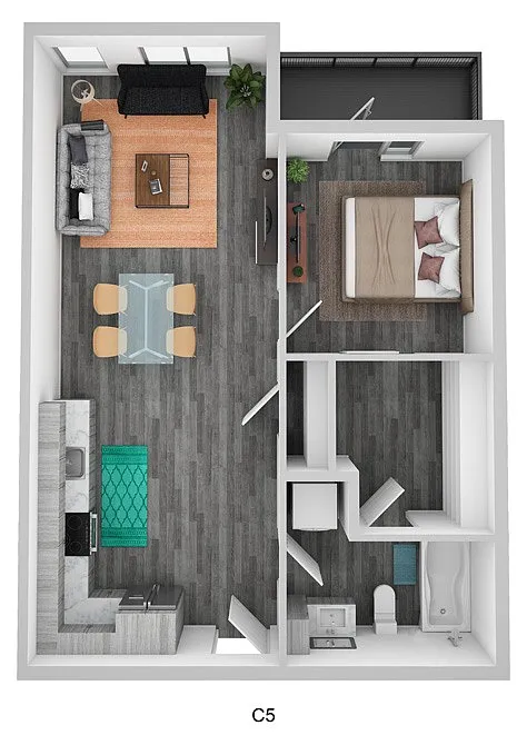 Floor plan 1 Bedroom 1 Bath A57