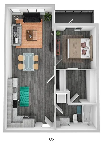 Floor plan 1 Bedroom 1 Bath A57