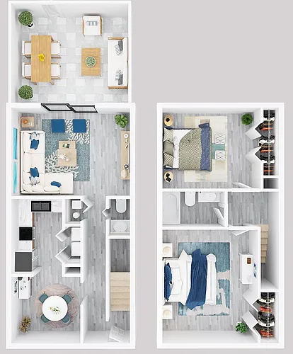 Floor plan Two Bedroom 1.5 Bath TH