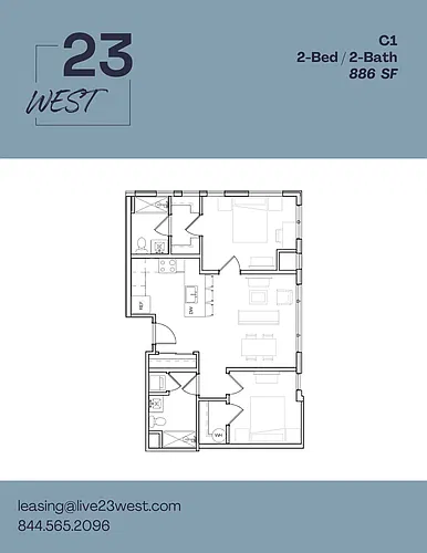 Floor plan C1 - 2 Bed 2 Bath