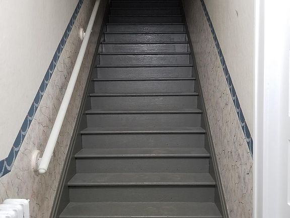 Staircase leading from Main Street.  Extra wide.