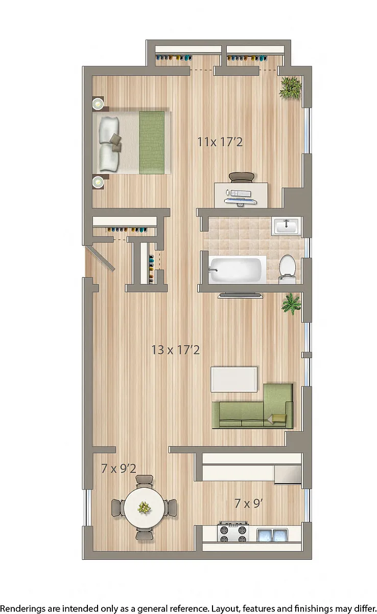 Floor plan 1 Bedroom C