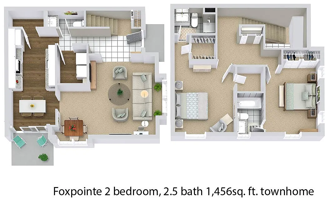 Floor plan The Atlantic (2BR / 2.5BA)