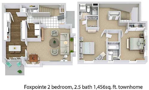 Floor plan The Berkley (2BR / 2.5BA)