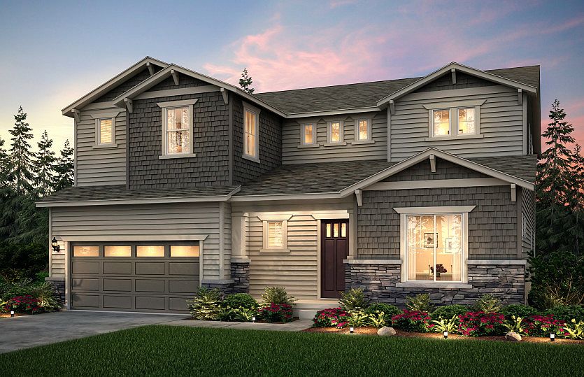 The Venice, a two-story single family home with a 3-car garage shown in exterior B..