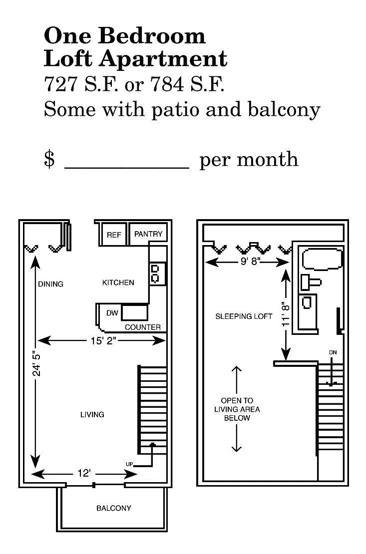 Floor plan One Bedroom Loft