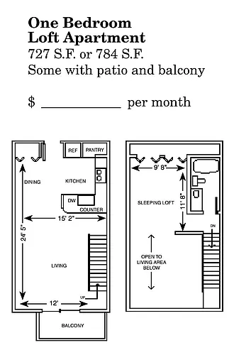 Floor plan One Bedroom Loft