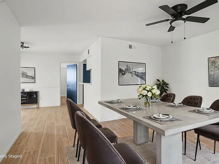 Virtually staged living area.