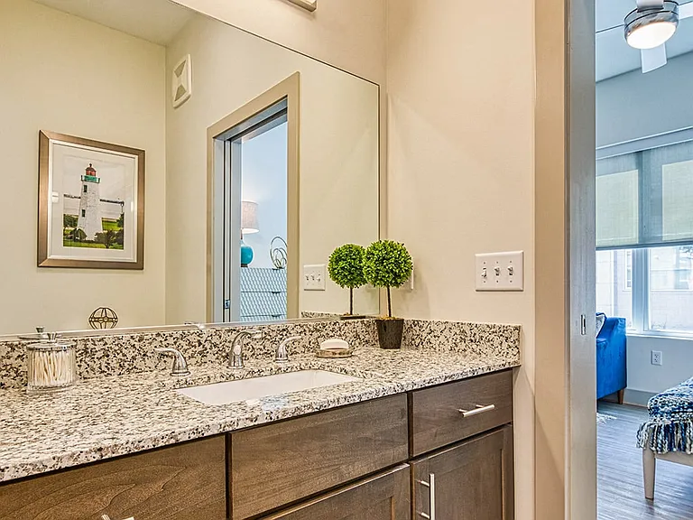 Distinctive granite counters with under-mount sinks
