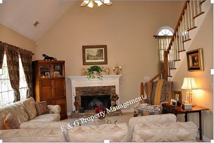 Family room with vaulted ceiling