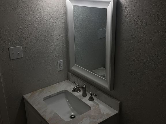 brand new vanity with cabinet and drawer storage, new mirror