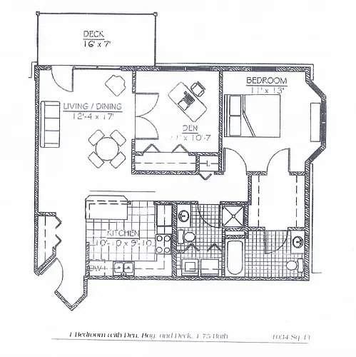 Floor plan 1 Bedroom, 2 Bathrooms