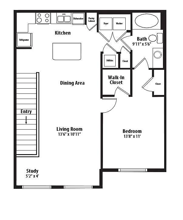 Floor plan 1 BR Designer Overlook