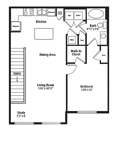 Floor plan 1 BR Designer Overlook