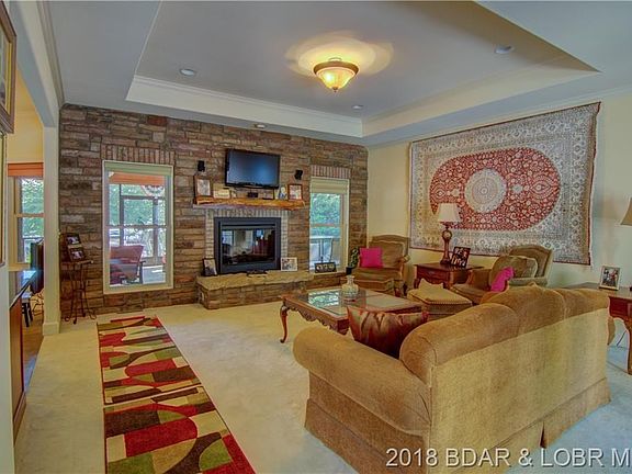 Living Room w/Native MO Stone and Wood Fireplace