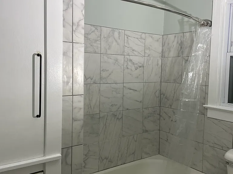 Bath with tile wainscot