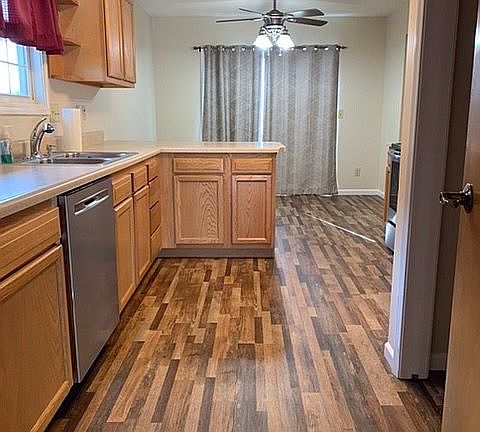 Kitchen into dining area. 