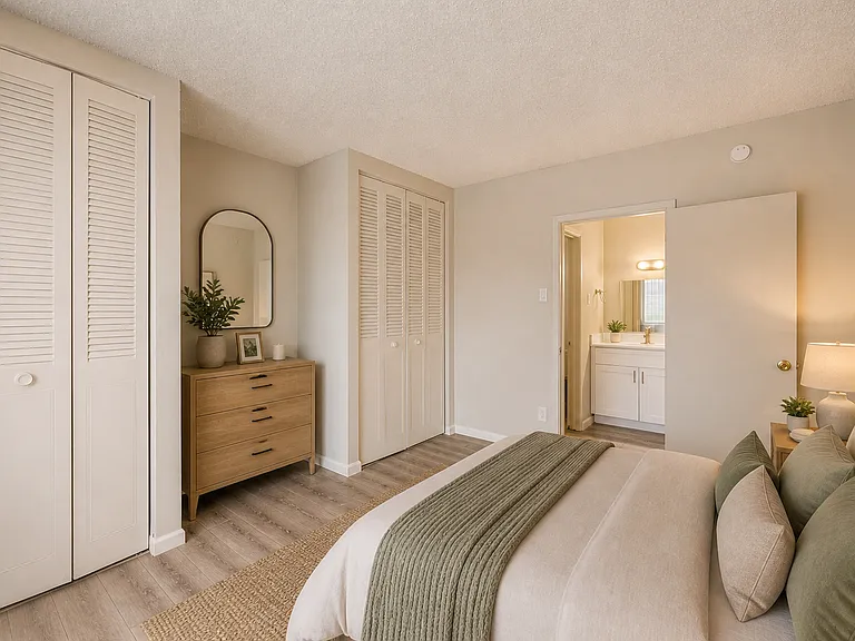 Cozy neutral-toned minimalist bedroom