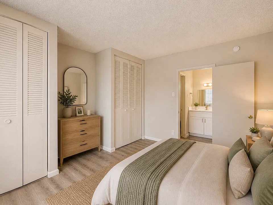 Cozy neutral-toned minimalist bedroom