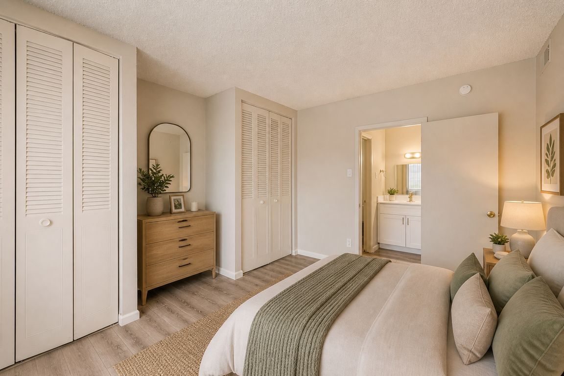 Cozy neutral-toned minimalist bedroom