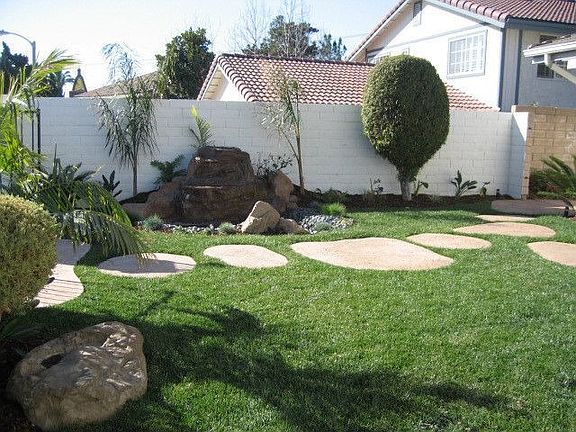Private courtyard with waterfall