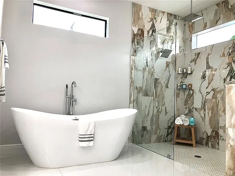Primary Bathroom with Soaking Tub & Walk-In Shower