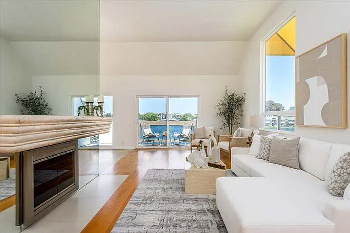 living room with fireplace