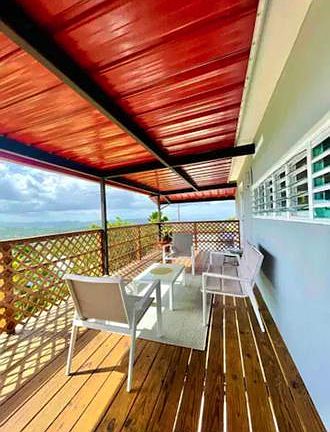Covered wood deck