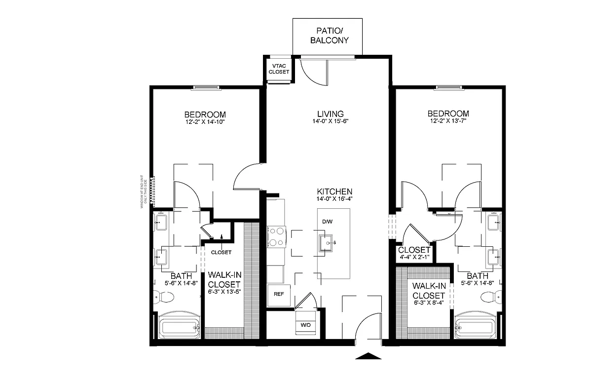 Floor plan Albert - 2 Bedrooms 1210
