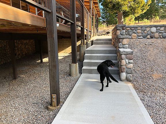 cement stairs/rock walls