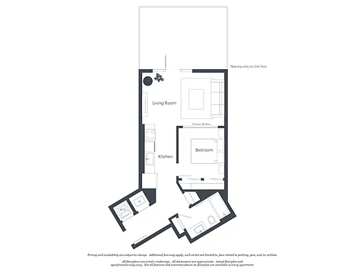 Floor plan 1 Bed - 1 Bath | aj1