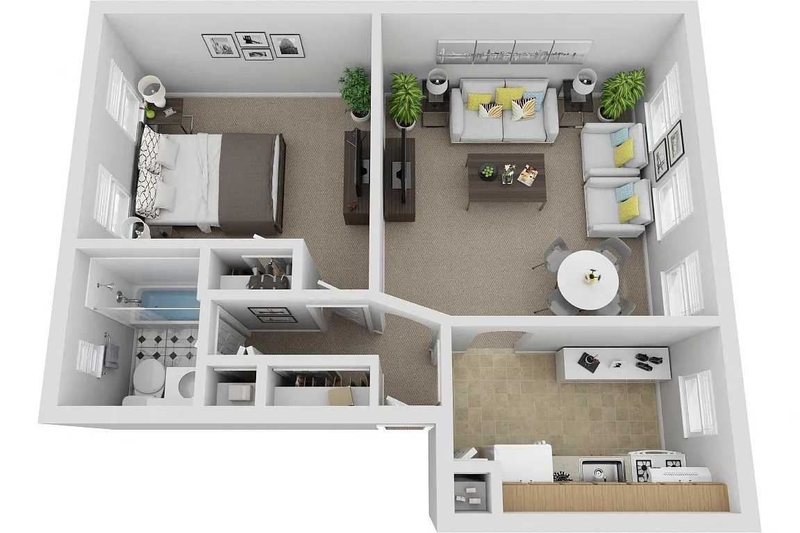Floor plan One Bedroom One Bath