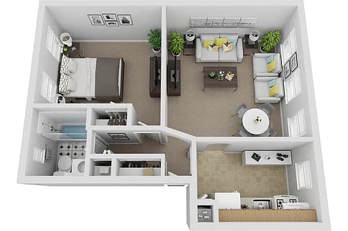 Floor plan One Bedroom One Bath