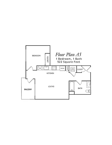 Floor plan 1-BR A5 - Below Market