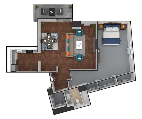 Floor plan H01 - 1 Bedroom / 1 Bath