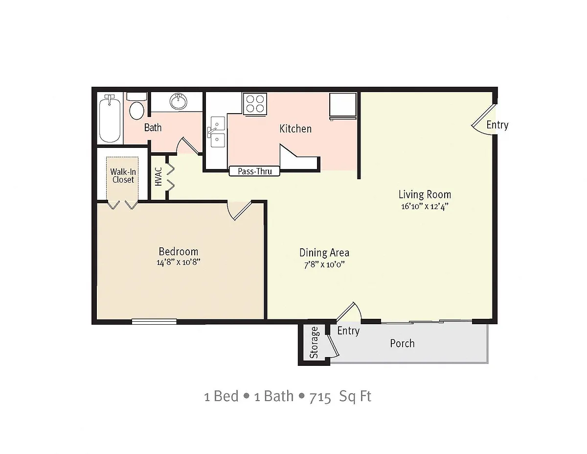 Floor plan One Bedroom One Bath