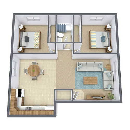 Floor plan Two Bedroom 21B