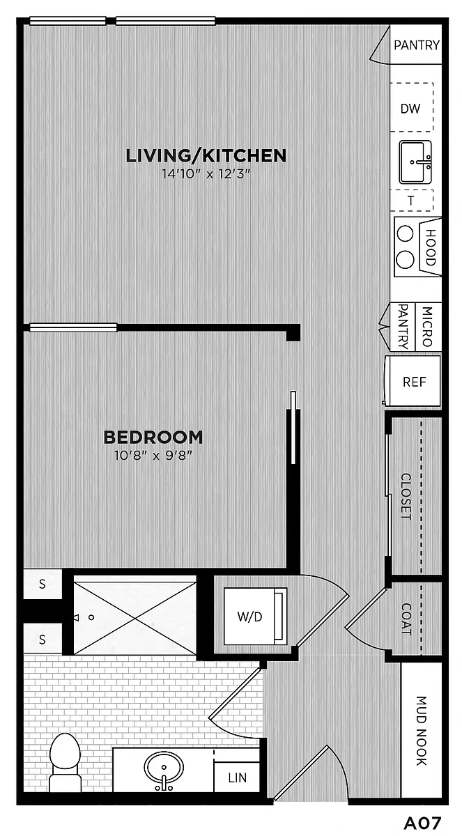 Floor plan 1 Bed - 1 Bath | Arnold A07