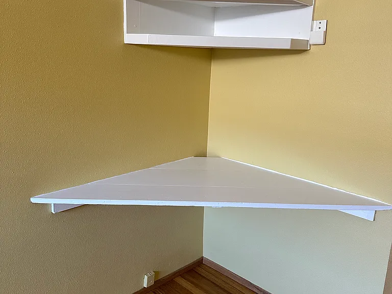 Built in workspace and shelves