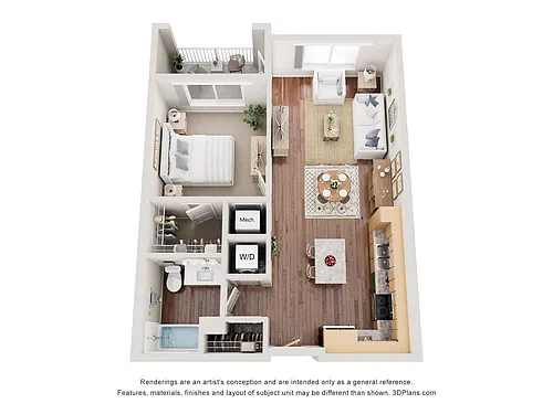 Floor plan 1AV (Audio/Visual Accessible)