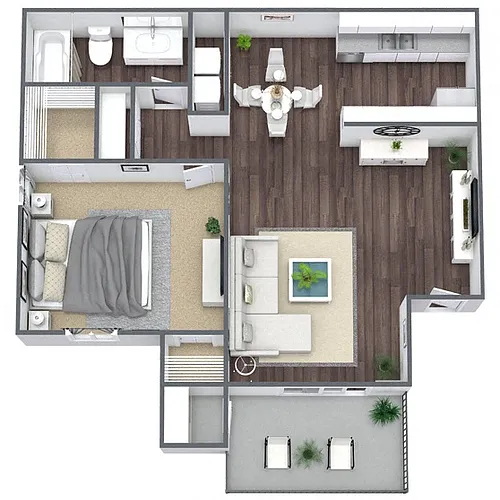 Floor plan A1: 1 Bed 1 Bath