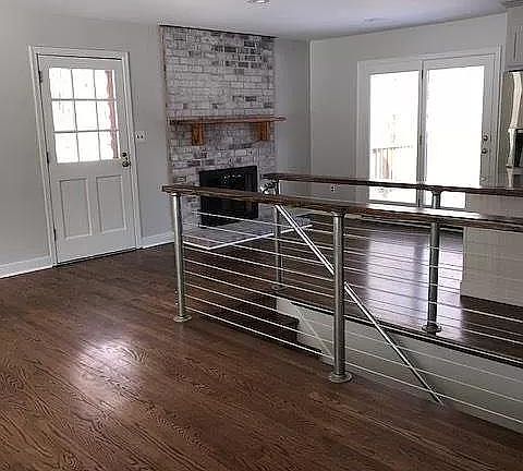 View from entry way to kitchen and living area