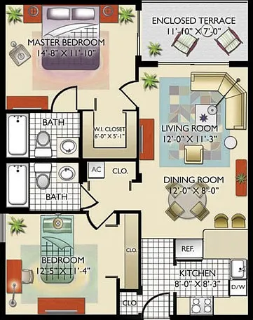 Model C | 2 Bedrooms, 2 Bath Model C | 2 Bedrooms, 2 Bath